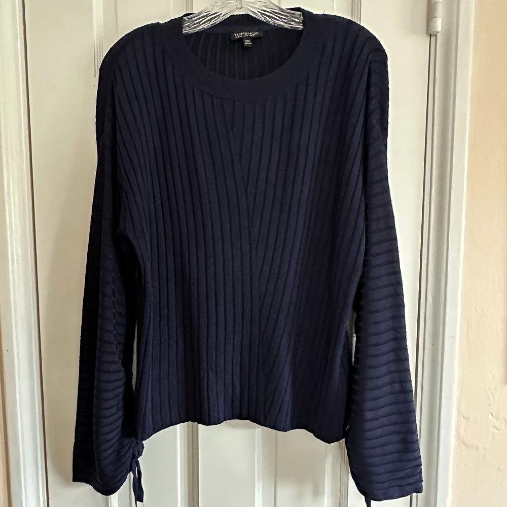 Topshop Ribbed Navy Long-sleeve Sweater